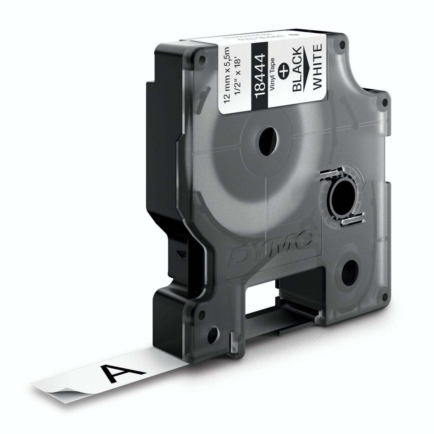 Dymo Rhino Label IND, Vinyl 12 mm x 5,5 m black to white