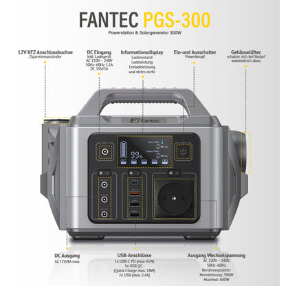 FANTEC PGS-300 Power Station & Solar Generator