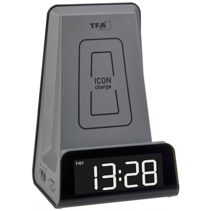 TFA 60.2033.10 ICON Charge Alarm Clock with Charger