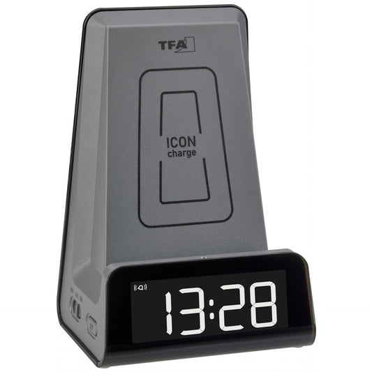 TFA 60.2033.10 ICON Charge Alarm Clock with Charger