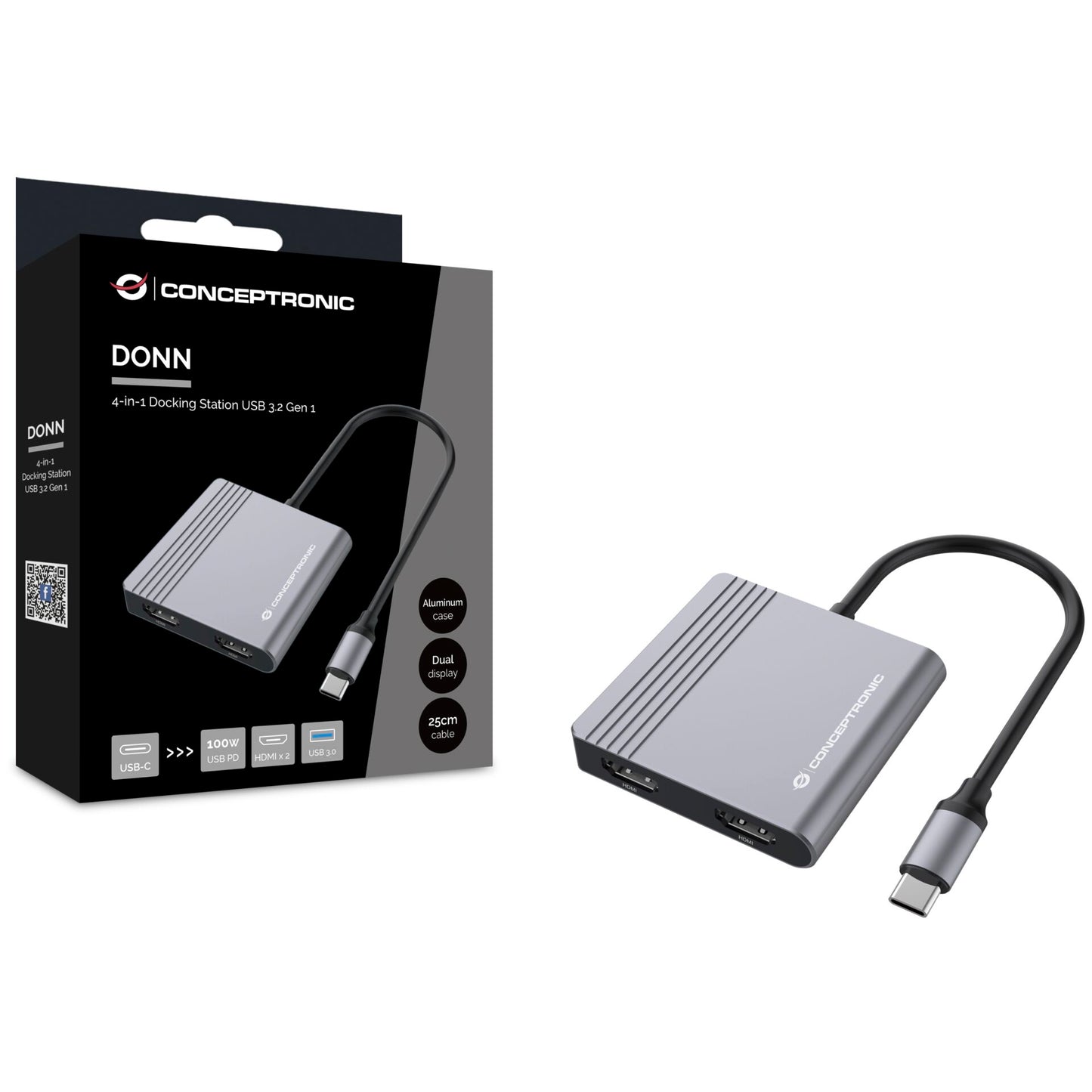Conceptronic DONN13G 4-in-1 USB 3.2 Docking