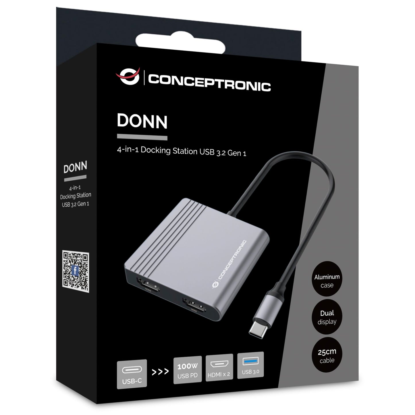 Conceptronic DONN13G 4-in-1 USB 3.2 Docking