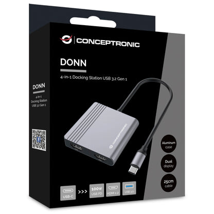 Conceptronic DONN13G 4-in-1 USB 3.2 Docking
