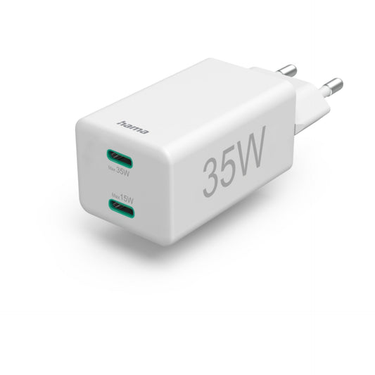 Hama Quick Charger  USB-C 35W PD/QC, 2xUSB-C, white 201694