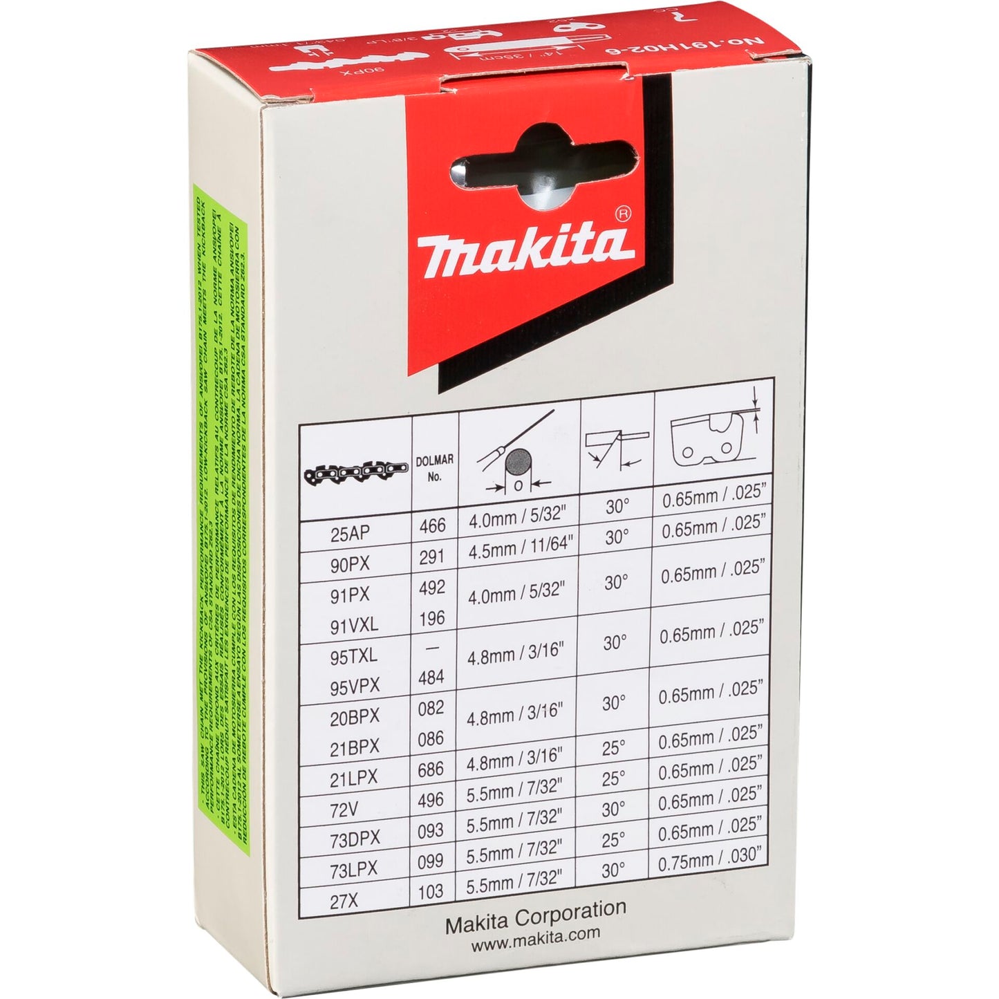 Makita 191H02-6 Saw Chain 35cm 1,1mm 3/8  HM