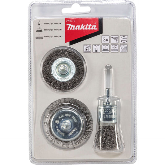 Makita D-66070 3 piece Wire Brush Set Steel