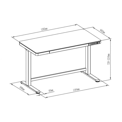 DIGITUS power height adjustable Desk wth USB and Drawer 120x60cm