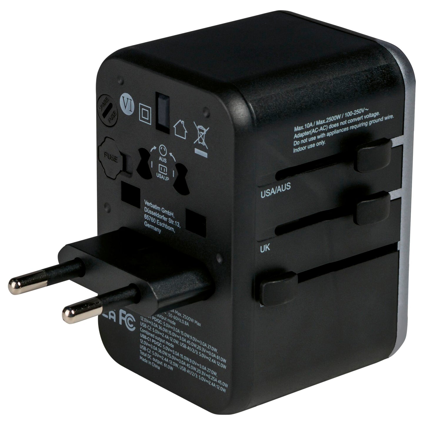 Verbatim Uni.Travel Adapt.UTA-04 USB-C 61W 2xUSB-C 3xUSB-A  49546