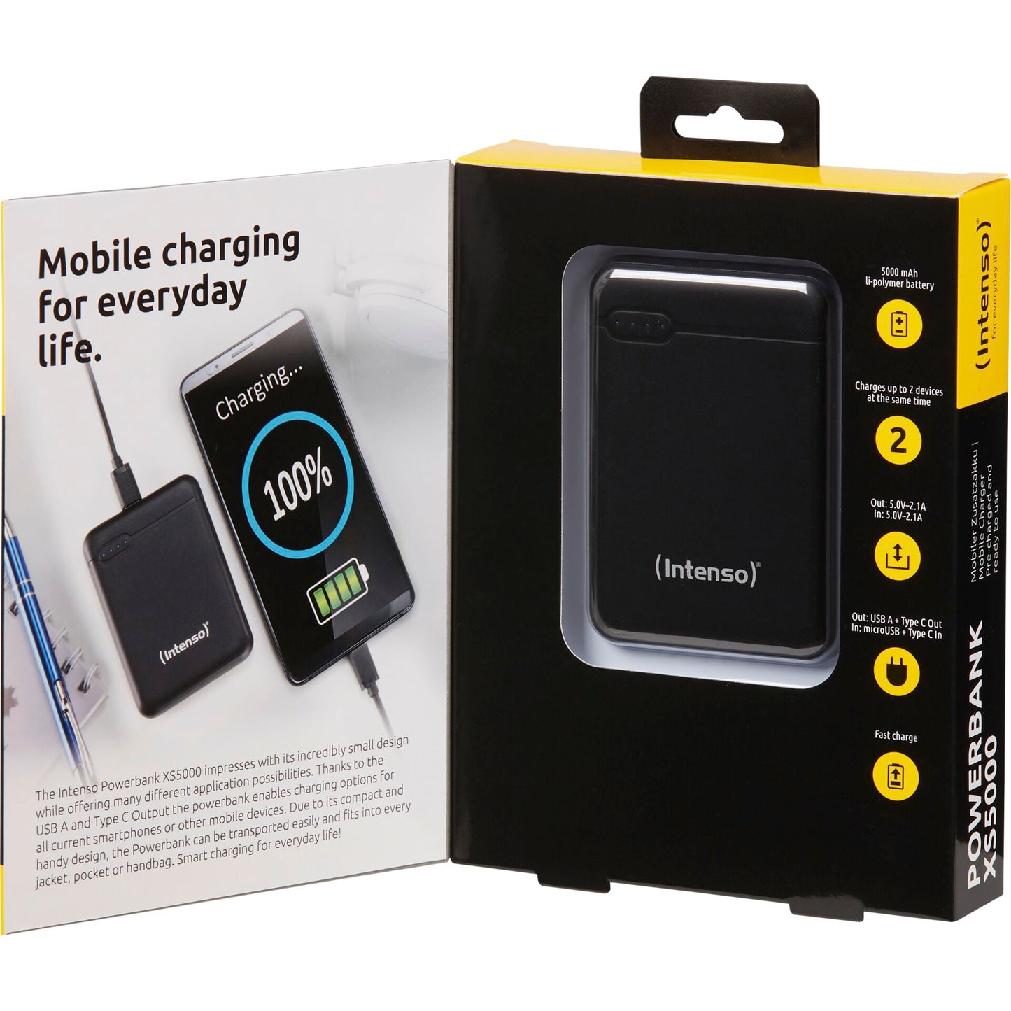 Intenso Powerbank XS5000 black 5000 mAh incl. USB-A to Type-C
