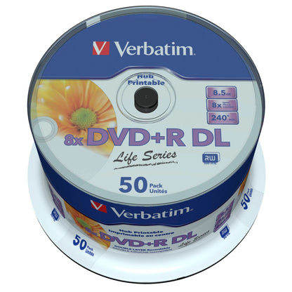 1x50 Verbatim DVD+R DL wide pr. 8x Speed, 8,5GB Life Series