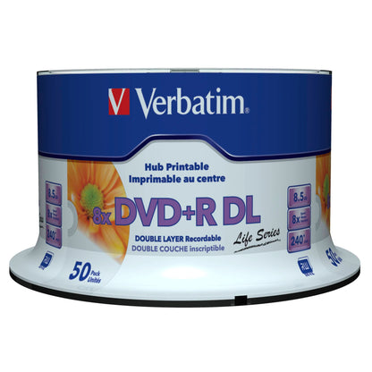 1x50 Verbatim DVD+R DL wide pr. 8x Speed, 8,5GB Life Series