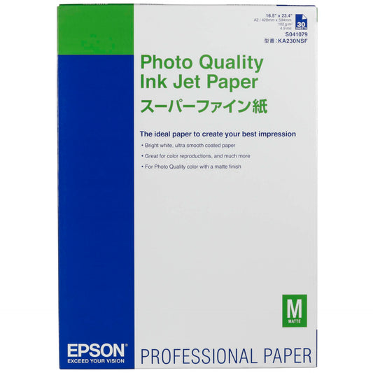 Epson Inkjet Paper Photo Quality A2, 30 Sheet, 105g,   S041079
