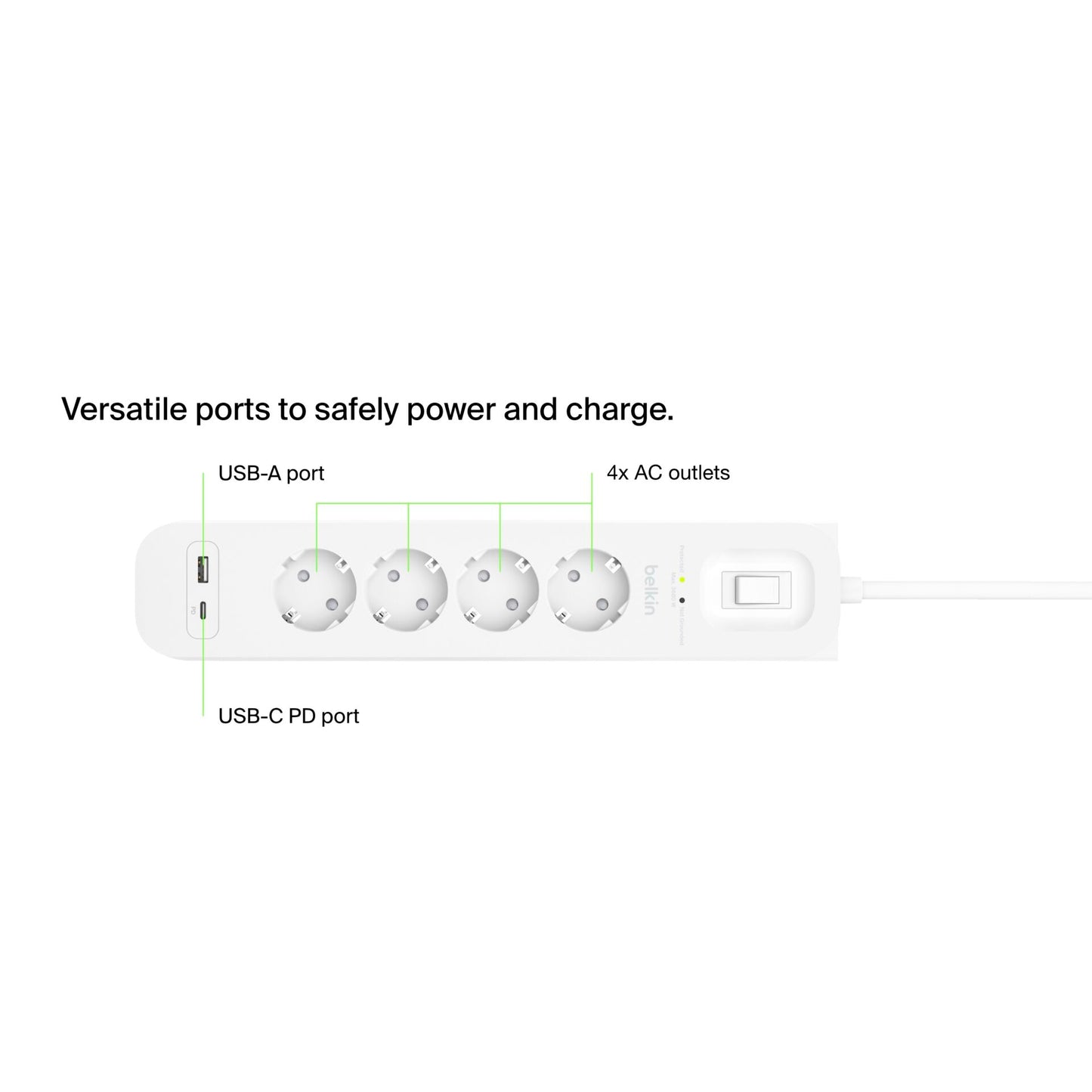 Belkin Surge Socket 4-fold, USB-A+C, 525J.SRB001vf2M