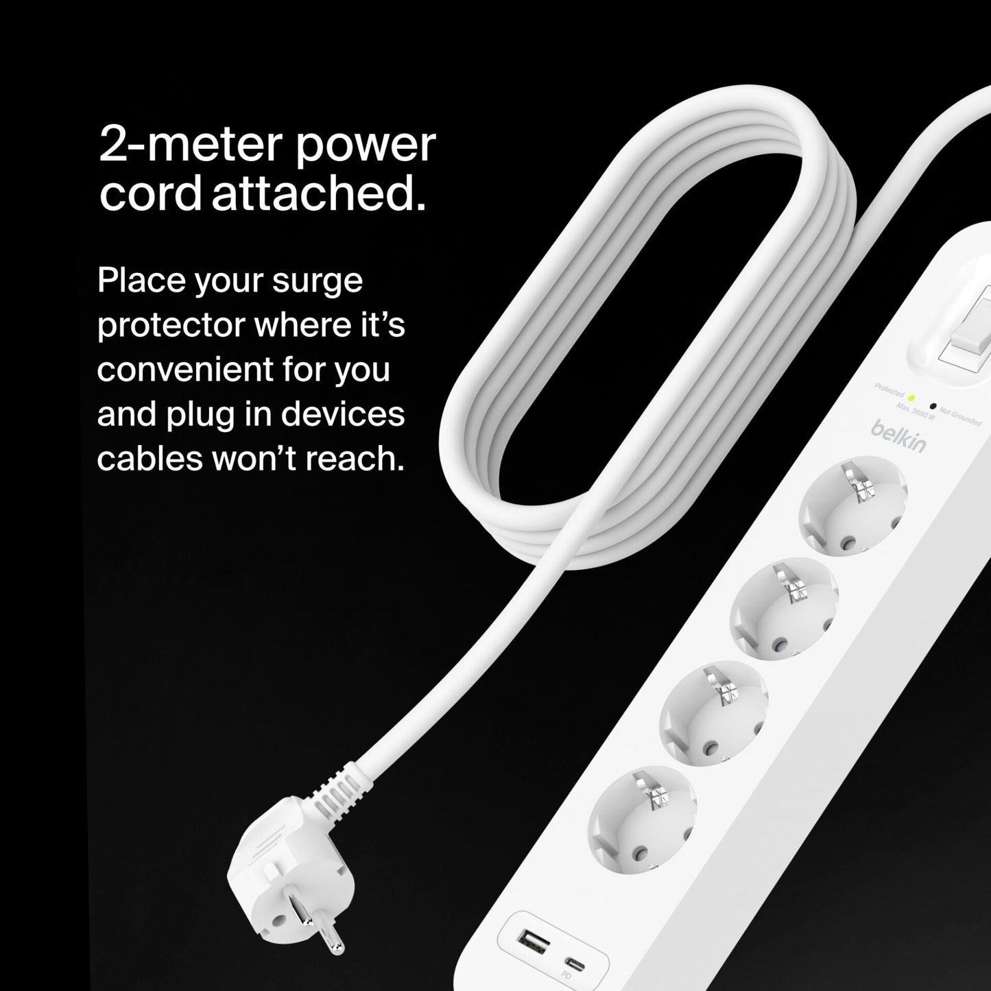 Belkin Surge Socket 4-fold, USB-A+C, 525J.SRB001vf2M