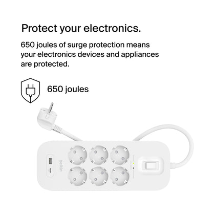 Belkin Surge Socket 6-fold, USB-A+C, 650J.SRB002VF2M