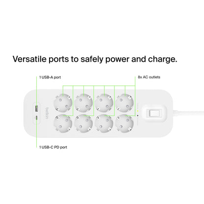 Belkin Surge Socket 8-fold, USB-A+C, 900J.SRB003VF2M
