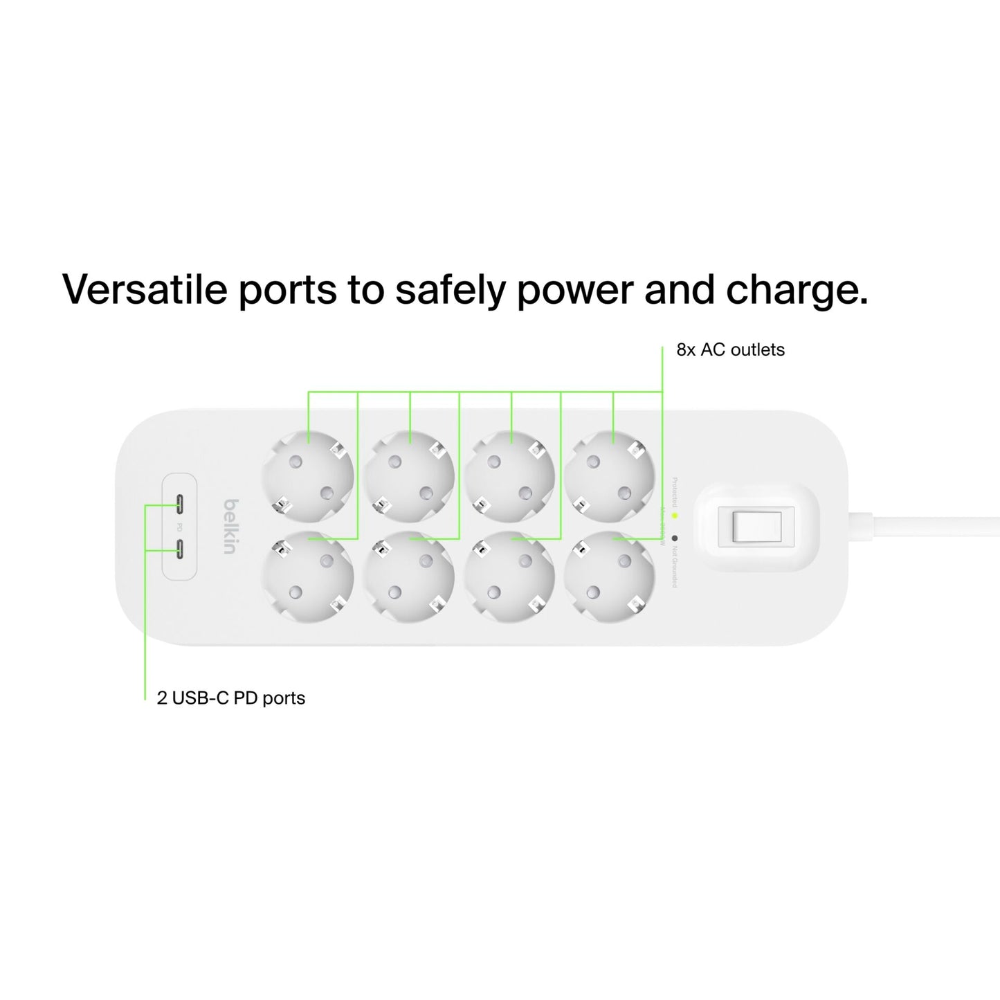 Belkin Surge Socket 8-fold, 2xUSB-C 900J. SRB004vf2M