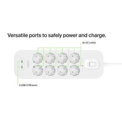 Belkin Surge Socket 8-fold, 2xUSB-C 900J. SRB004vf2M