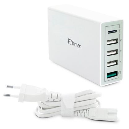 FANTEC QC3-A51 Quick Charge 3.0 40W 5 USB Ports white