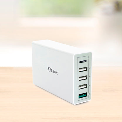 FANTEC QC3-A51 Quick Charge 3.0 40W 5 USB Ports white