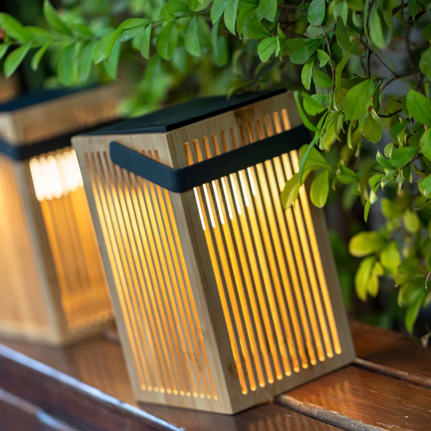 New Garden Okinawa Solar Recharge Lantern Bamboo