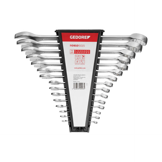GEDORE red Ratchet Spanner Set metric 15-pieces
