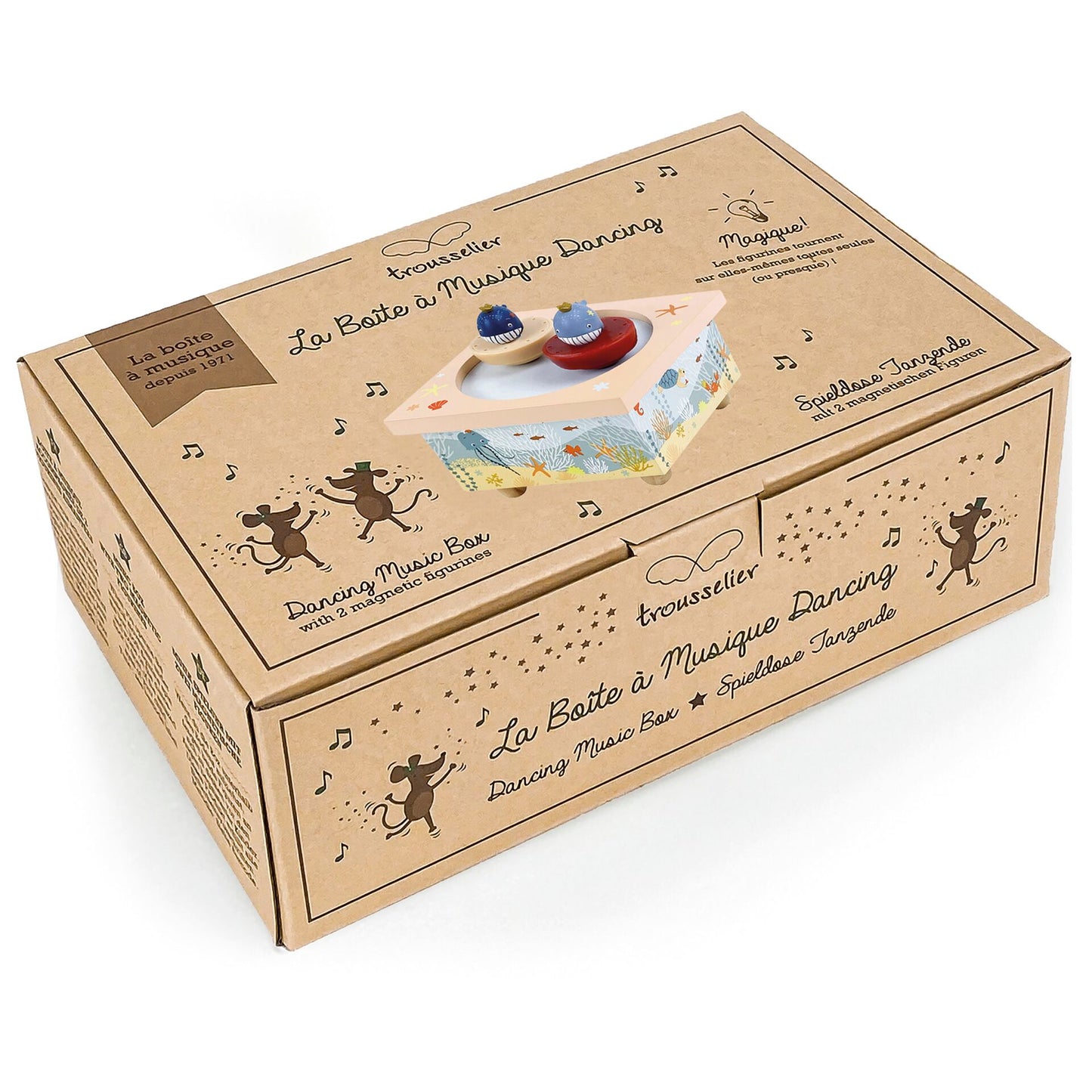 Trousselier Dancing Music Box Whales, magnetic