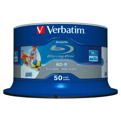 1x50 Verbatim BD-R Blu-Ray 25GB 6x Speed DL Wide Printable CB