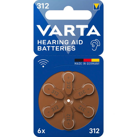 1x6 Varta Hearing Aid Batteries Type 312            24607101416