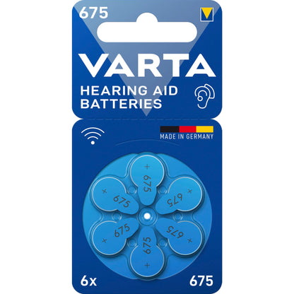 1x6 Varta Hearing Aid Batteries Type 675            24600101416