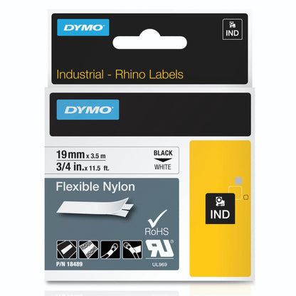 Dymo Rhino Flexible Nylon Tape 19 mm x 3,5 m black to white