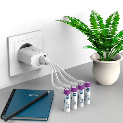 1x4 Ansmann Lithium Akku Micro AAA 400mAh + Cable     1311-0028