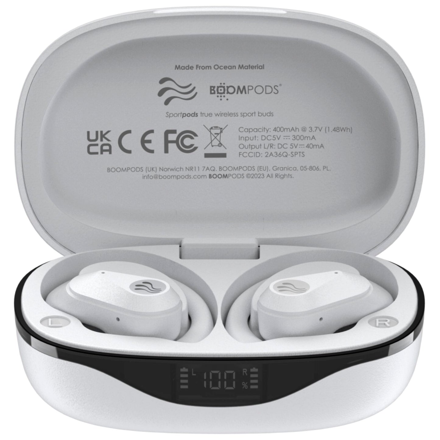 Boompods Sportpods Ocean TWS White