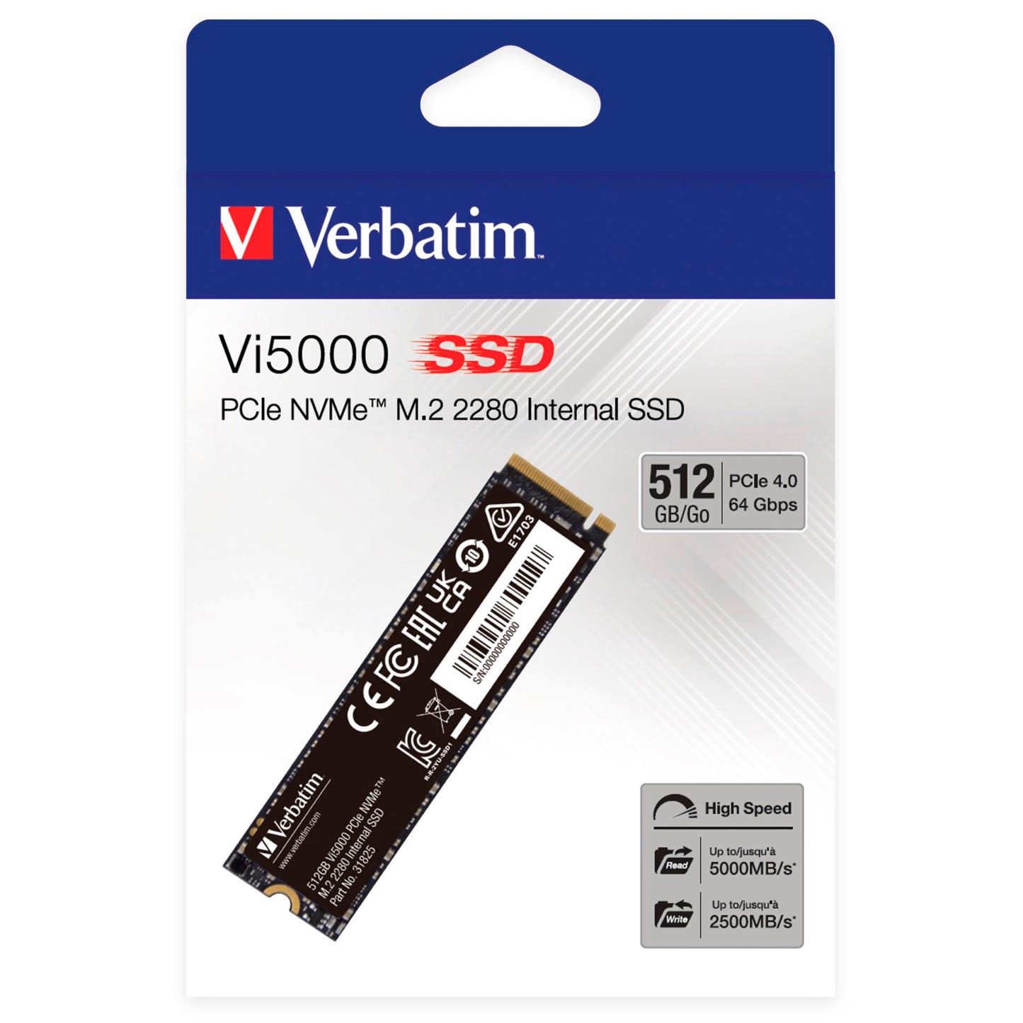 Verbatim Vi5000 M.2 SSD    512GB PCIe4 NVMe                 31825