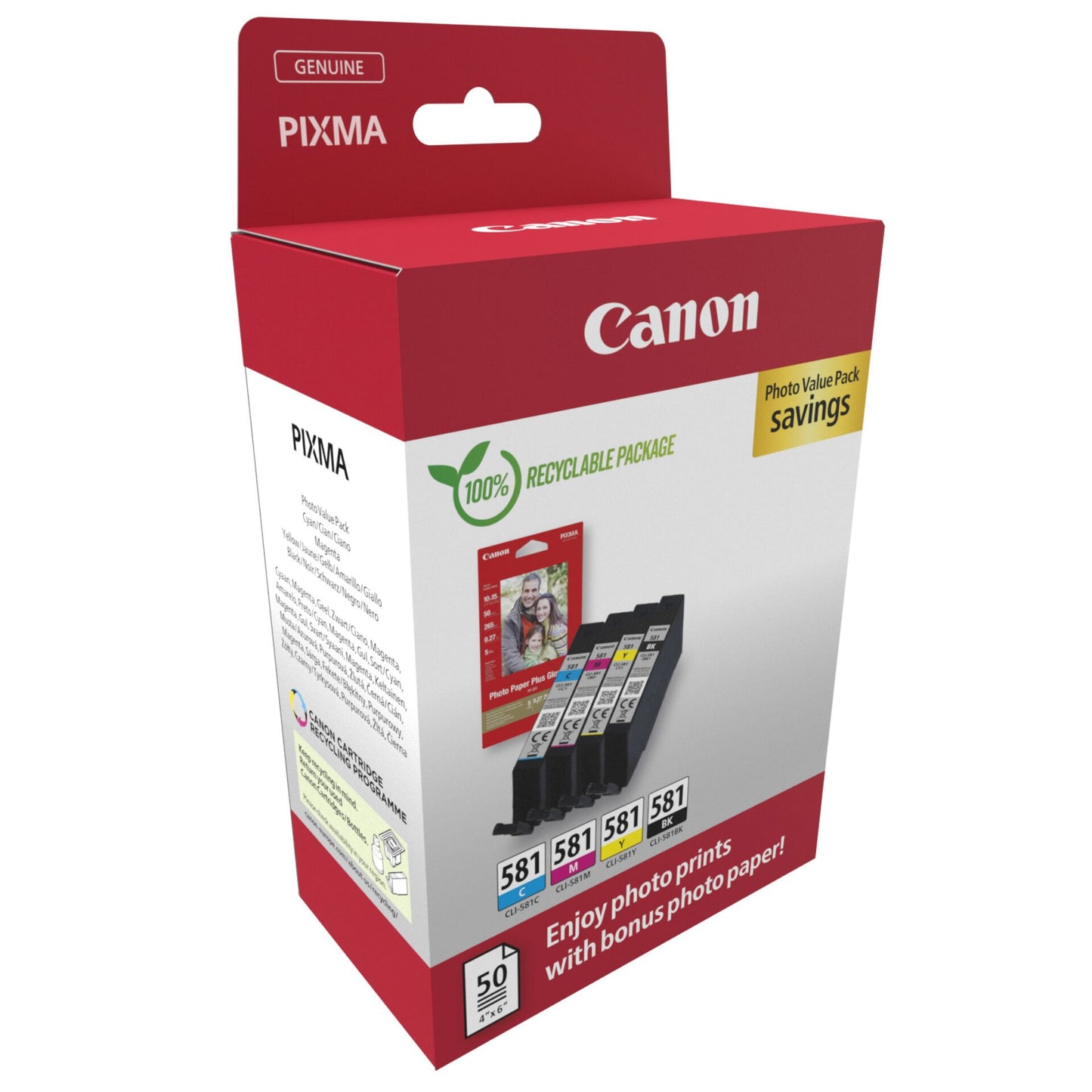 Canon CLI-581 BK/C/M/Y Photo Value Pack
