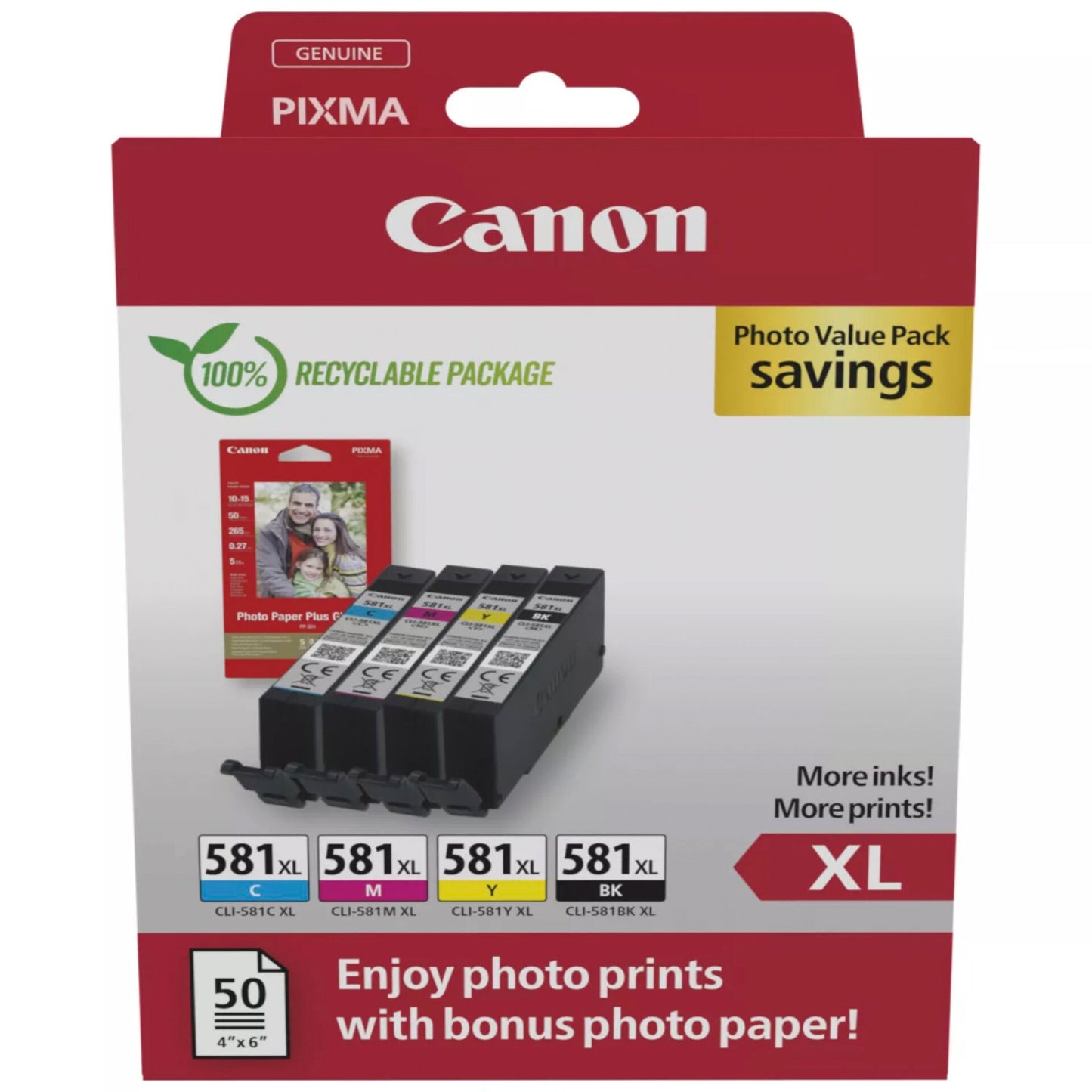 Canon CLI-581XL BK/C/M/Y Photo Value Pack