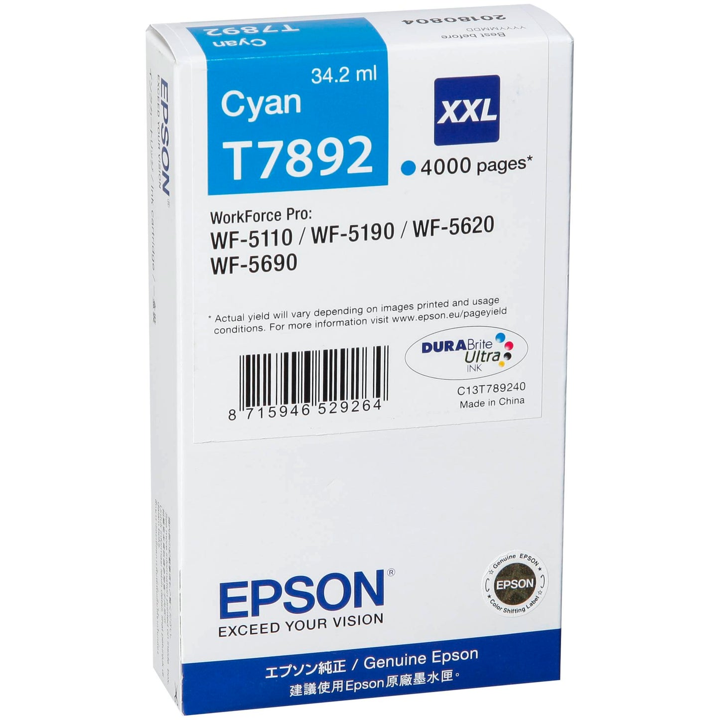 Epson DURABrite Ultra Ink XXL ink cartridge cyan T 7892