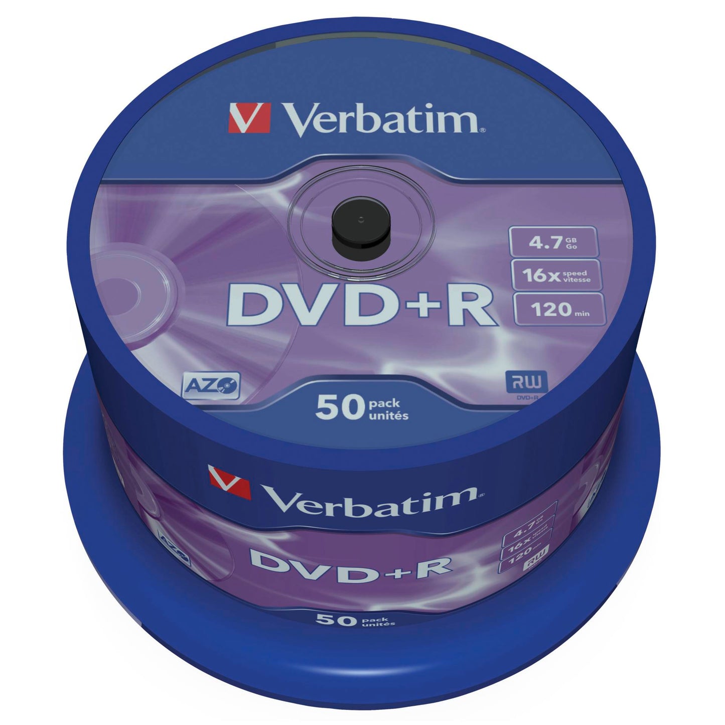 1x50 Verbatim DVD+R 4,7GB 16x Speed, matt silver