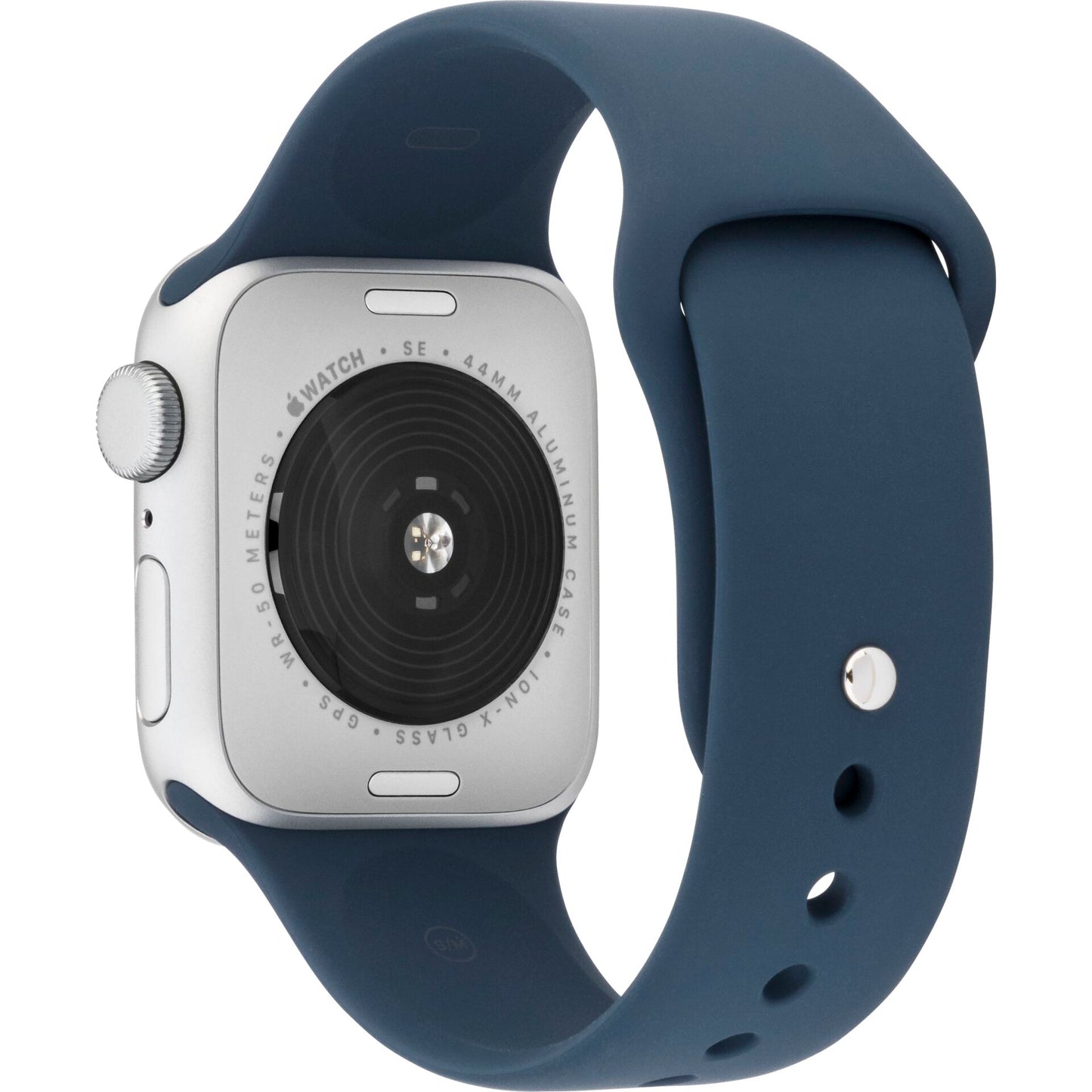 Apple Watch SE GPS 44mm Alu Sivler Storm Blue Sportband S/M