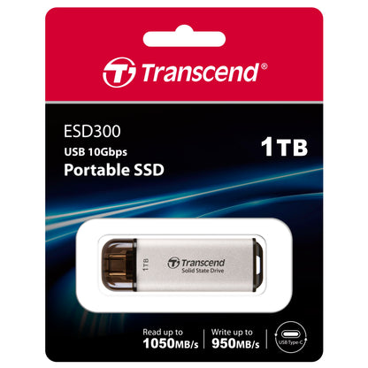 Transcend SSD ESD300S        1TB USB-C silver