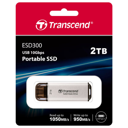 Transcend SSD ESD300S        2TB USB-C silver