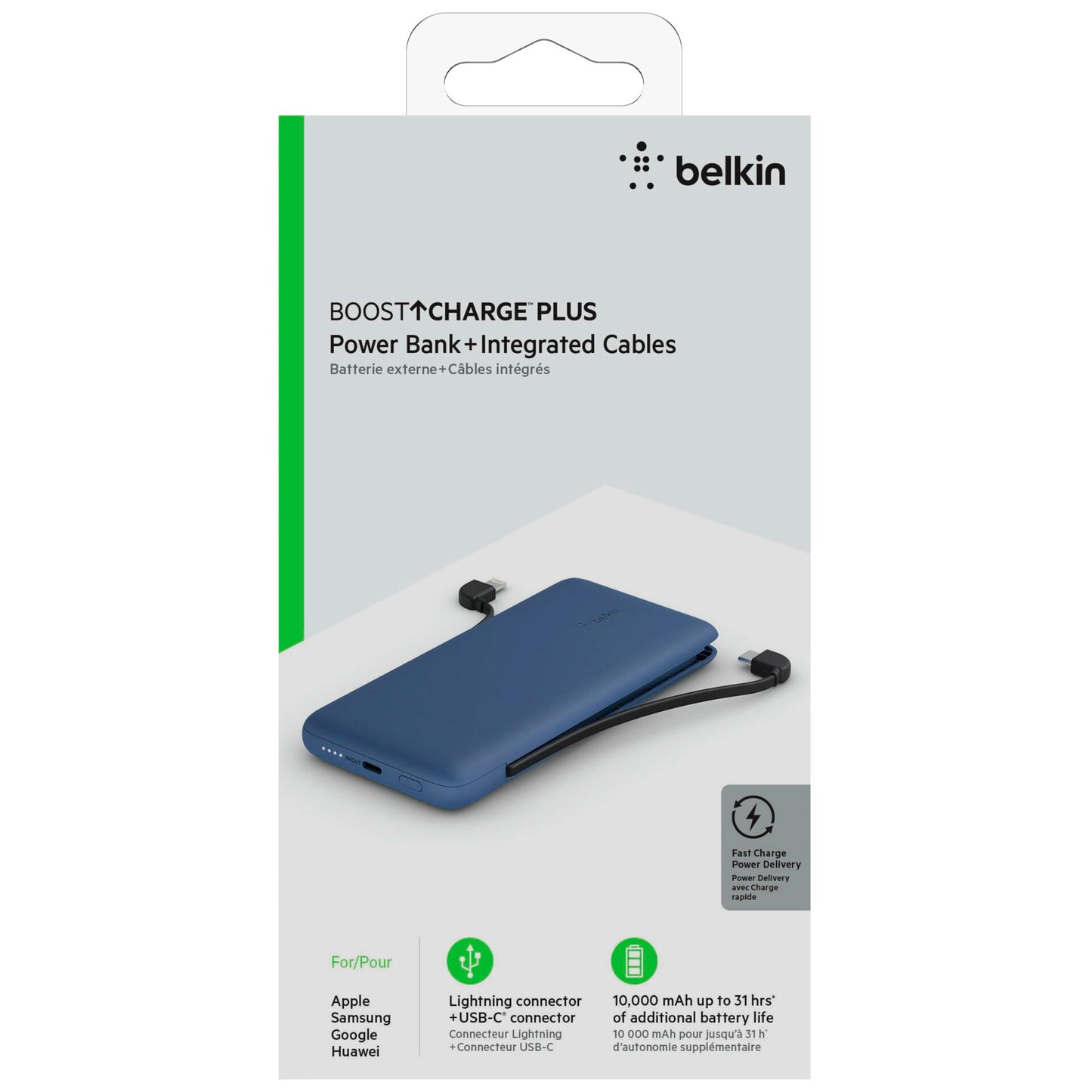 Belkin Power Bank 18W 10.000mAh USB-C+Light.cab.blue BPB006BTBLU