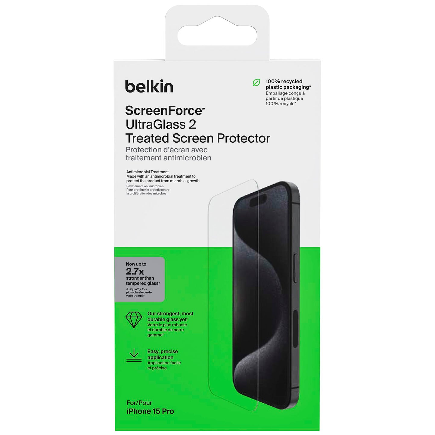 Belkin Screenforce UltraGlass2 antibact. iPhone 15 Pro OVA133zz