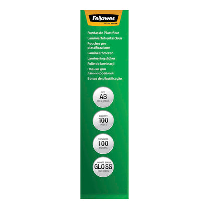 Fellowes A3 Glossy 100 Micron Laminating Pouch  100-pack