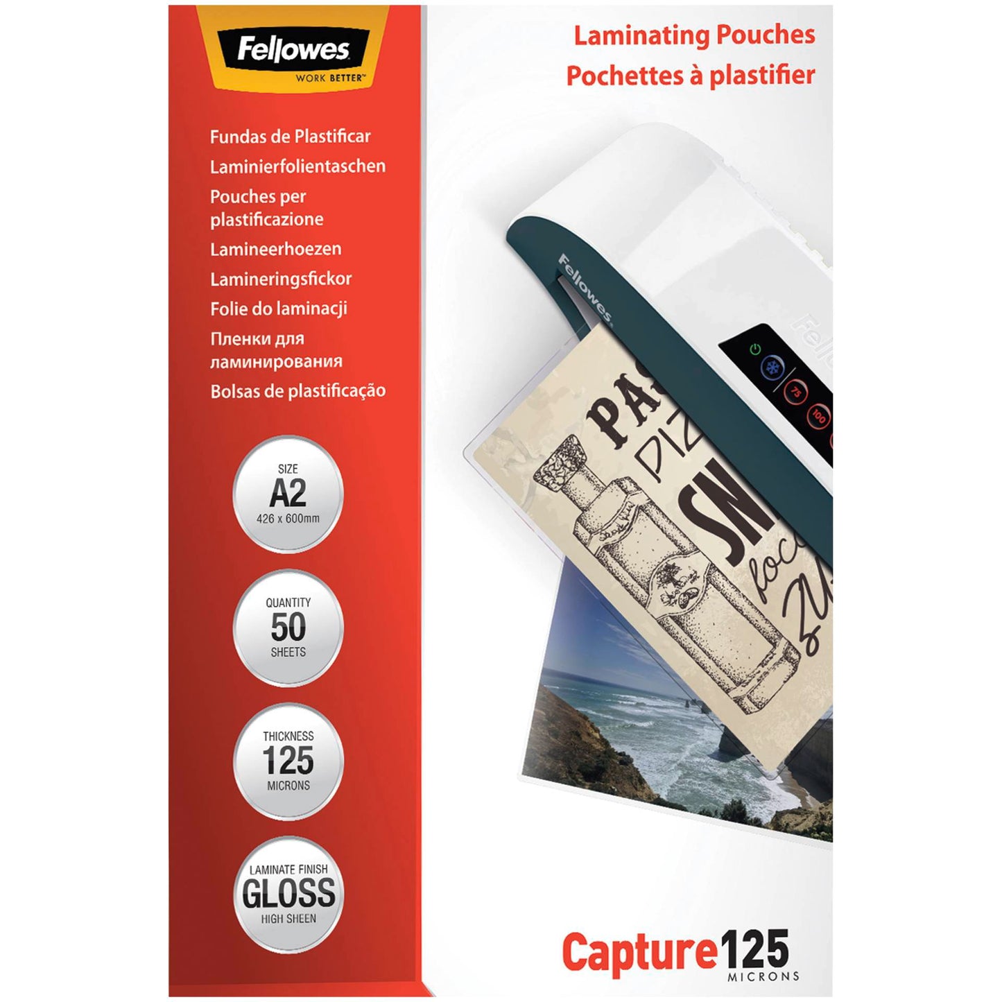 Fellowes A2 125 Micron Laminating Pouch 50-pack
