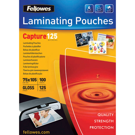 Fellowes Glossy 125 Micron Card Laminating Pouch  75x105 mm