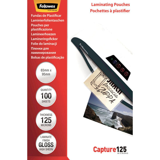 Fellowes Glossy 125 Micron Card Laminating Pouch - 65x95 mm
