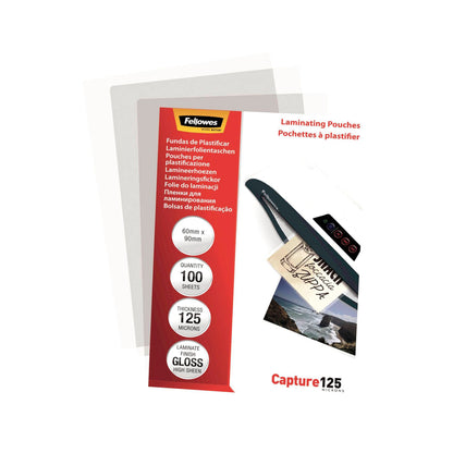 Fellowes Glossy 125 Micron Card Laminating Pouch - 60x90 mm