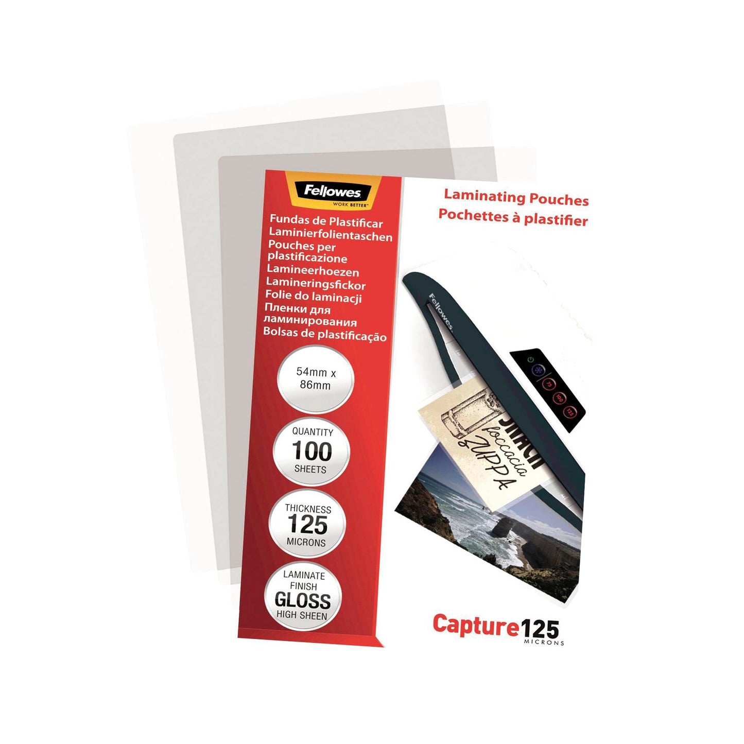 Fellowes Glossy 125 Micron Card Laminating Pouch - 54x86 mm
