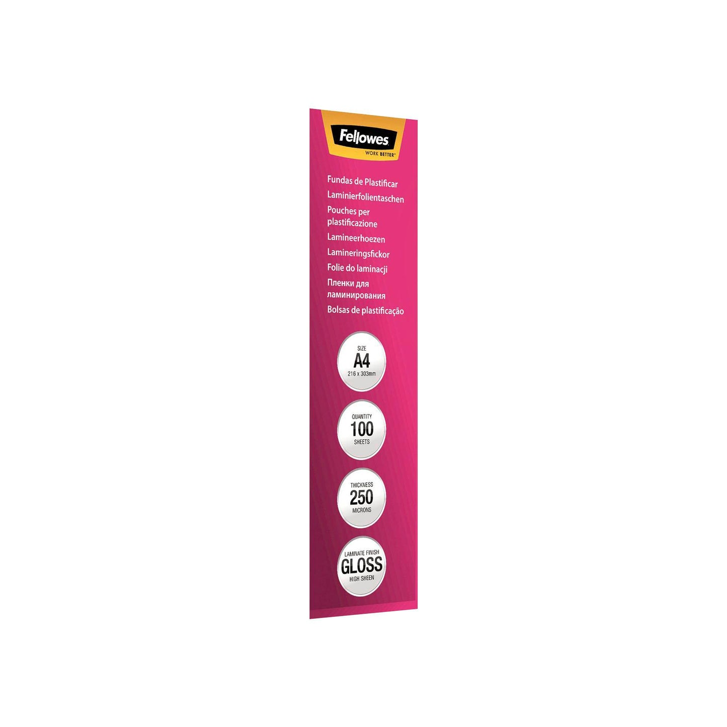 Fellowes A4 Glossy 250 Micron Laminating Pouch - 100 pack